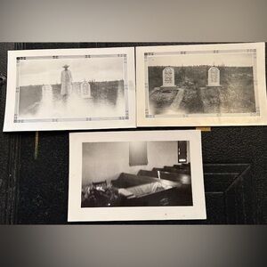 3 Vintage post mortem funeral photos tomb stone cemetery 1930’s